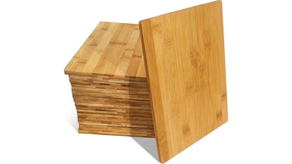 eighteen bamboo cutting boards