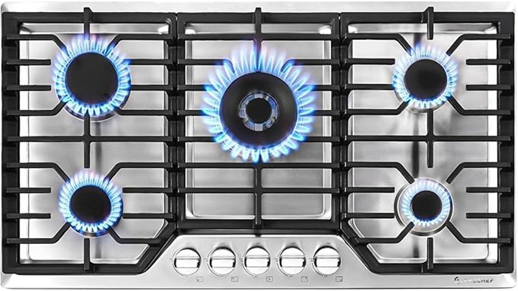 five burner gas cooktop